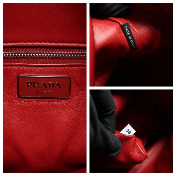 PRADA Red Leather Shoulder Bag 597-012825 - Picture 11 of 12